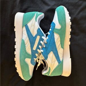 Reebok White, Blue, and Green Sneakers